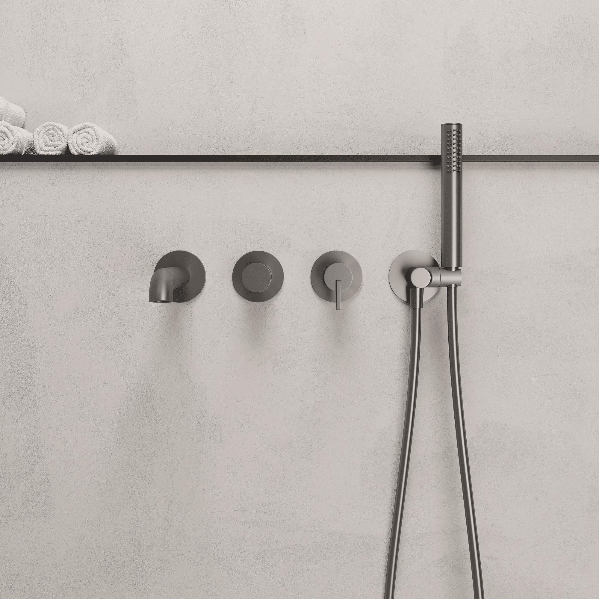 Lia Wall Mounted Bath Mixer with Shower Set - Titanium