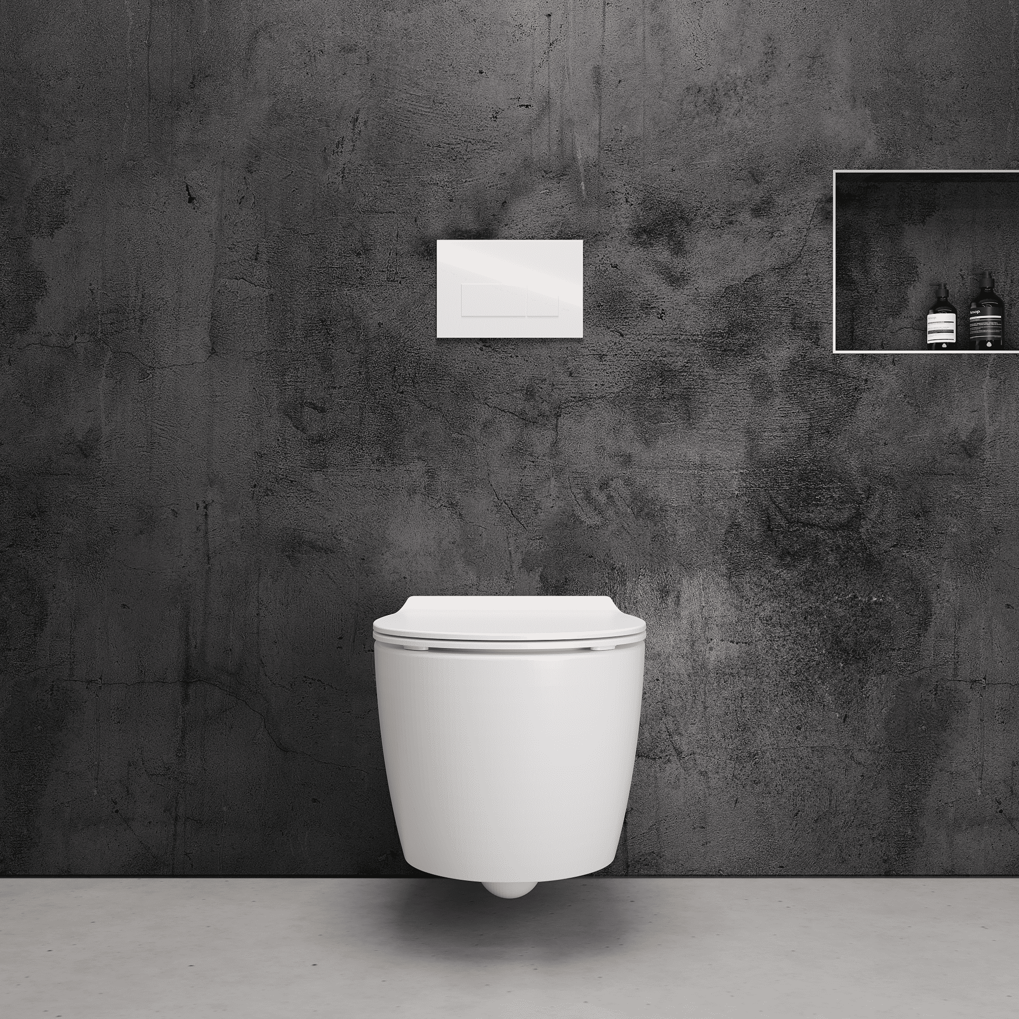 Onia Wall Hung White Toilet Set - with Concealed Frame, Cistern and White Flush Plate