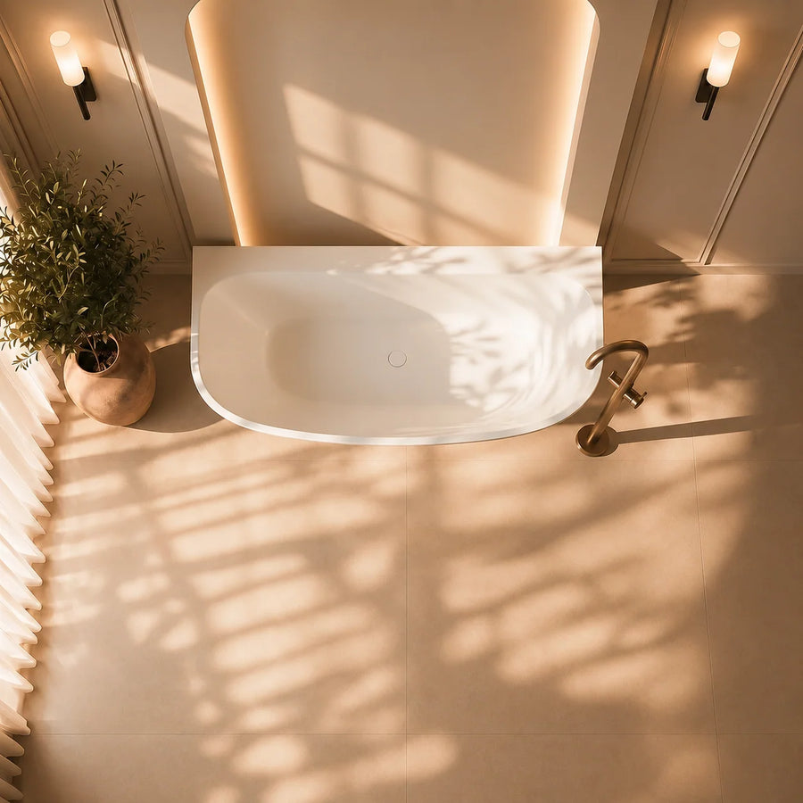 Iona 1600 Back to Wall Freestanding Bath (1600 x 753)