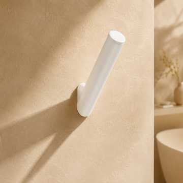 Lia Wall Mounted Robe & Towel Hook - White