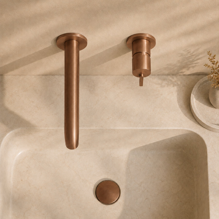 Lia Wall Mounted Basin Mixer - Brushed Bronze
