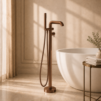 Lia Freestanding Bath Mixer with Shower Set - Brushed Bronze