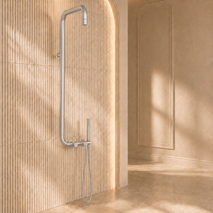 Lia Elegante Shower Column with Shower Mixer - Brushed Steel