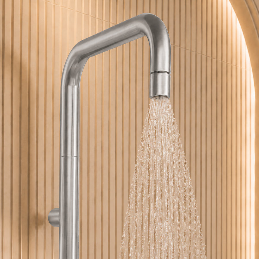 Lia Elegante Shower Column with Shower Mixer - Brushed Steel