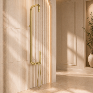 Lia Elegante Shower Column with Shower Mixer - Brushed Gold