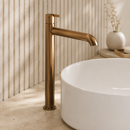 Lia Top Mount Tall Basin Mixer - Brushed Bronze