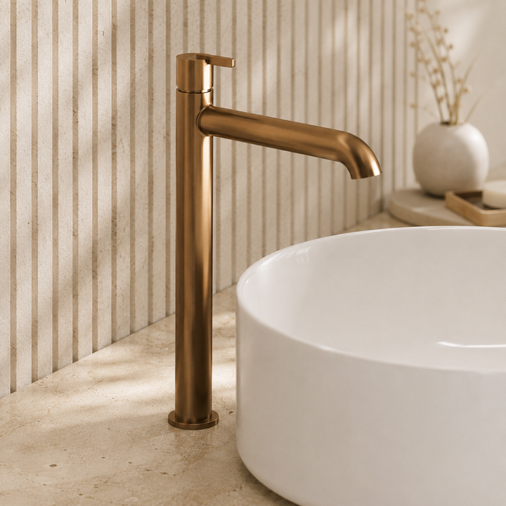 Lia Top Mount Tall Basin Mixer - Brushed Bronze