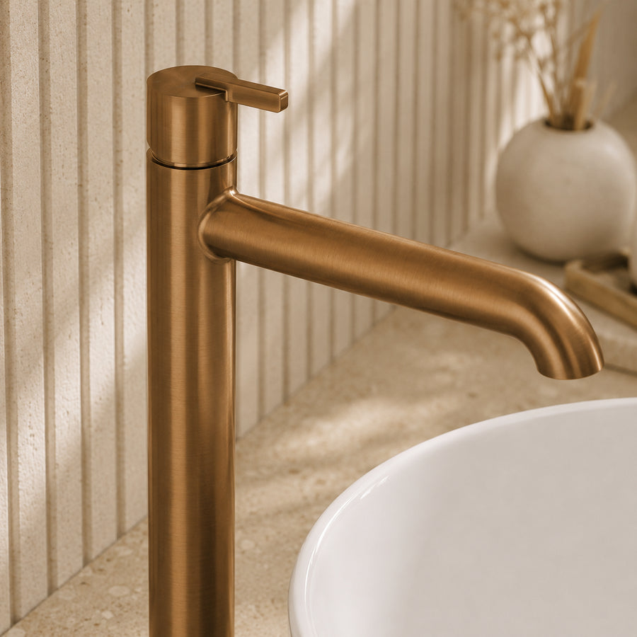 Lia Top Mount Tall Basin Mixer - Brushed Bronze