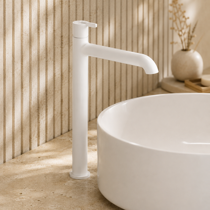 Lia Top Mount Tall Basin Mixer - White