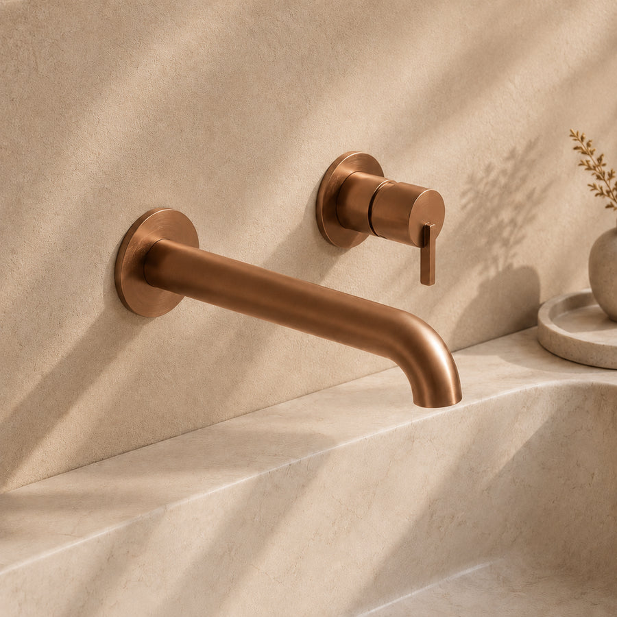 Lia Wall Mounted Basin Mixer - Brushed Bronze