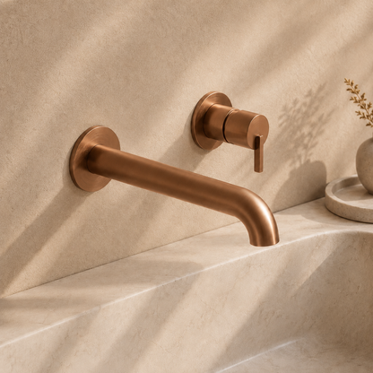 Lia Wall Mounted Basin Mixer - Brushed Bronze