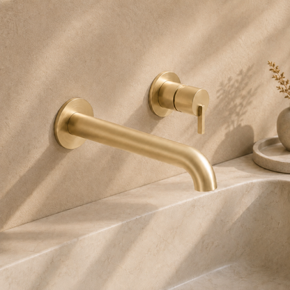 Lia Wall Mounted Basin Mixer - Brushed Gold