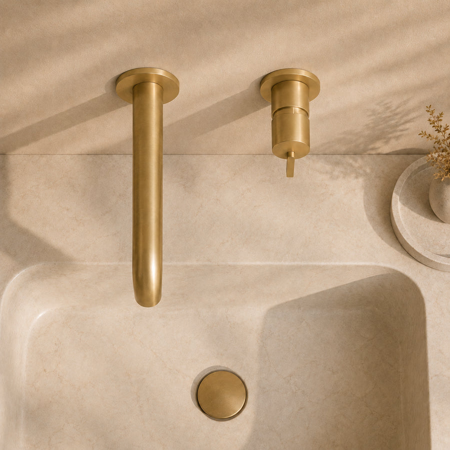 Lia Wall Mounted Basin Mixer - Brushed Gold
