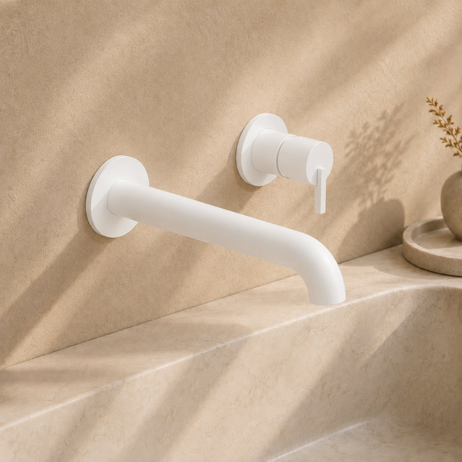 Lia Wall Mounted Basin Mixer - White
