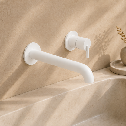 Lia Wall Mounted Basin Mixer - White