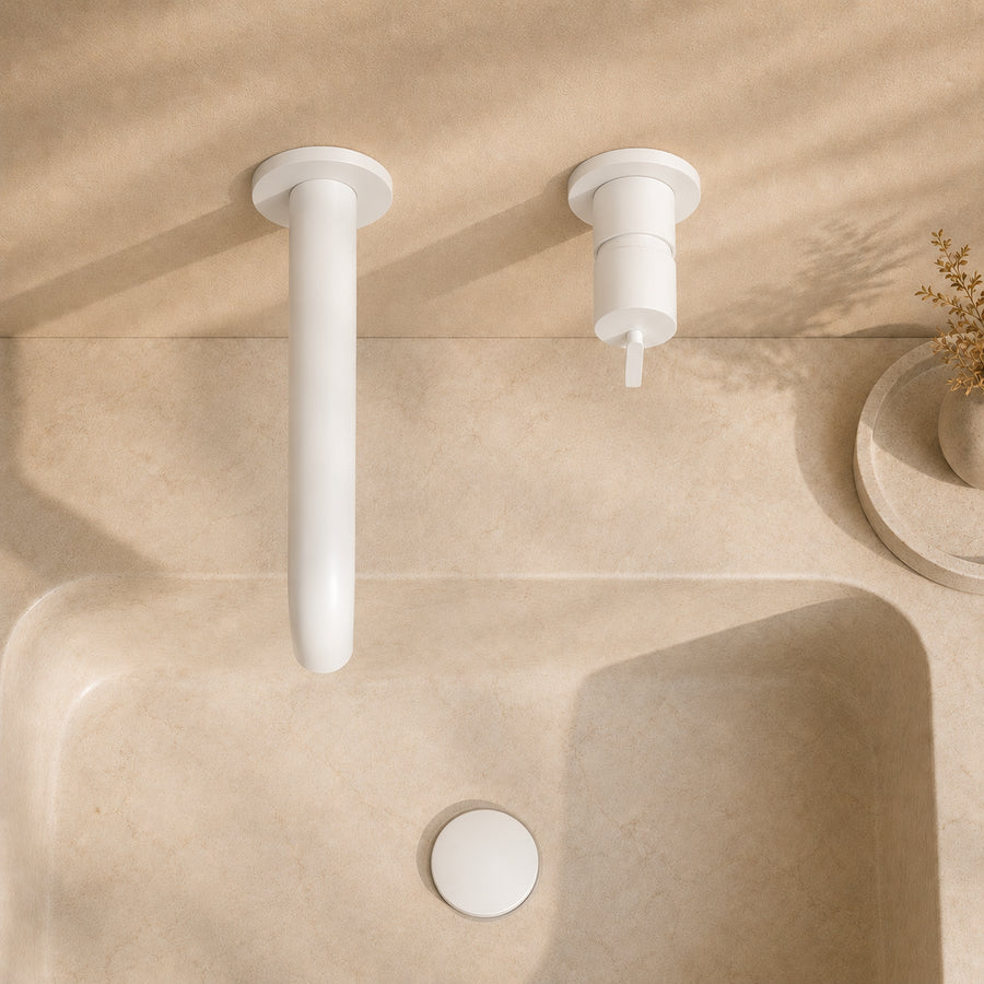Lia Wall Mounted Basin Mixer - White
