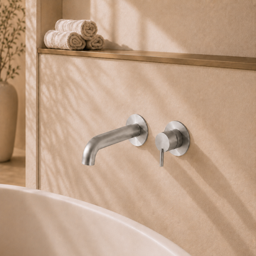 Lia Wall Mounted Bath Filler- Brushed Steel