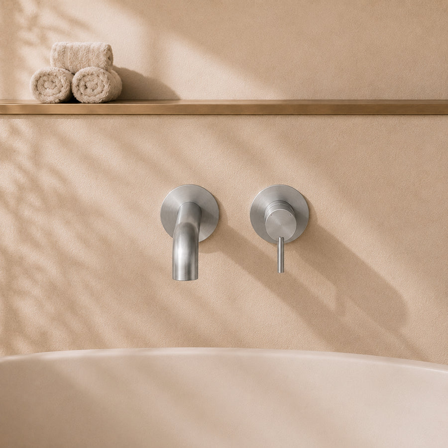 Lia Wall Mounted Bath Filler- Brushed Steel