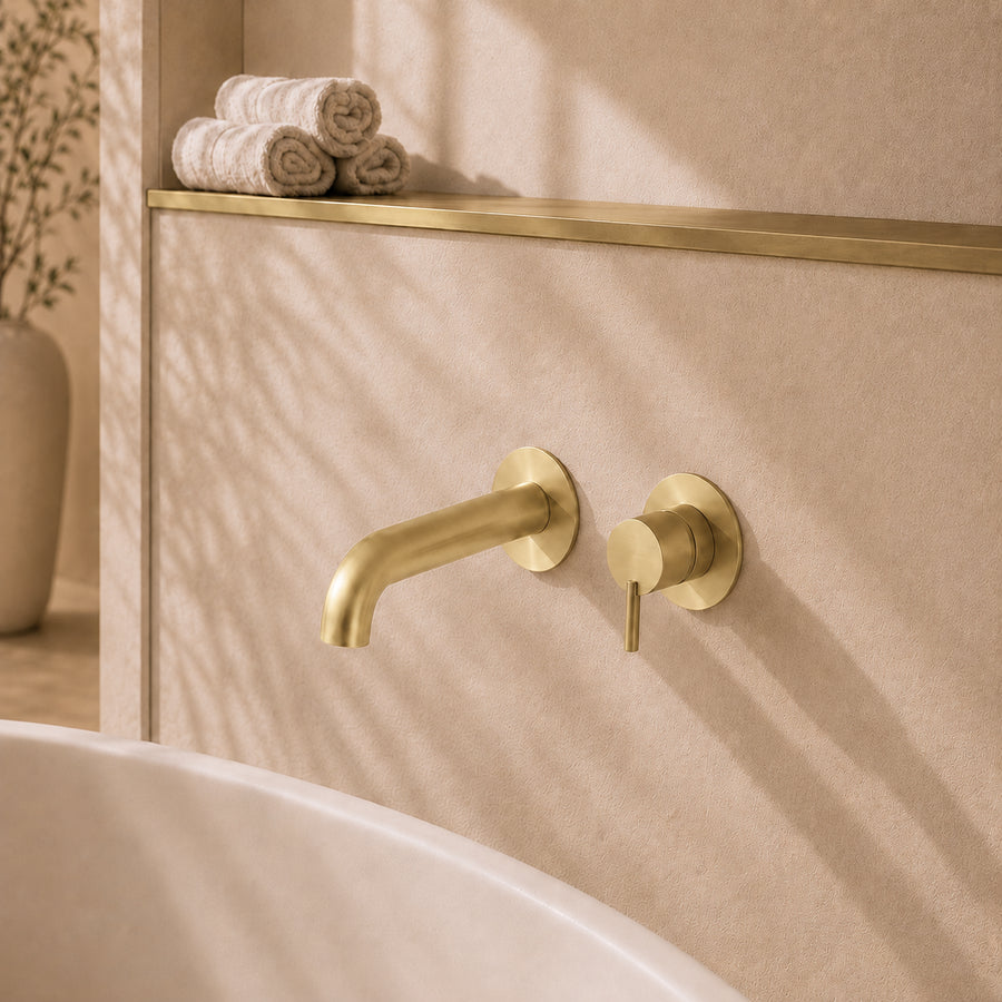 Lia Wall Mounted Bath Filler- Brushed Gold