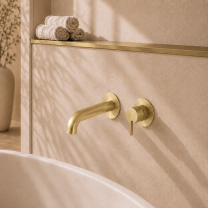 Lia Wall Mounted Bath Filler- Brushed Gold