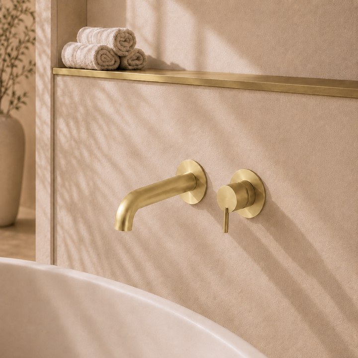 Lia Wall Mounted Bath Filler- Brushed Gold