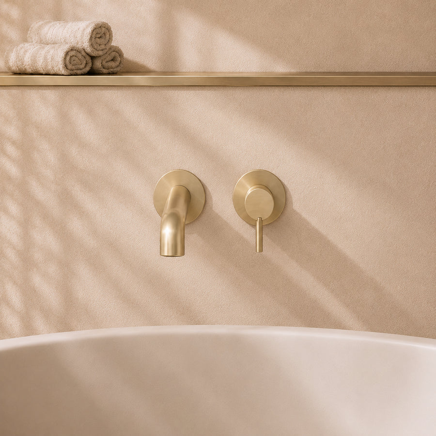 Lia Wall Mounted Bath Filler- Brushed Gold