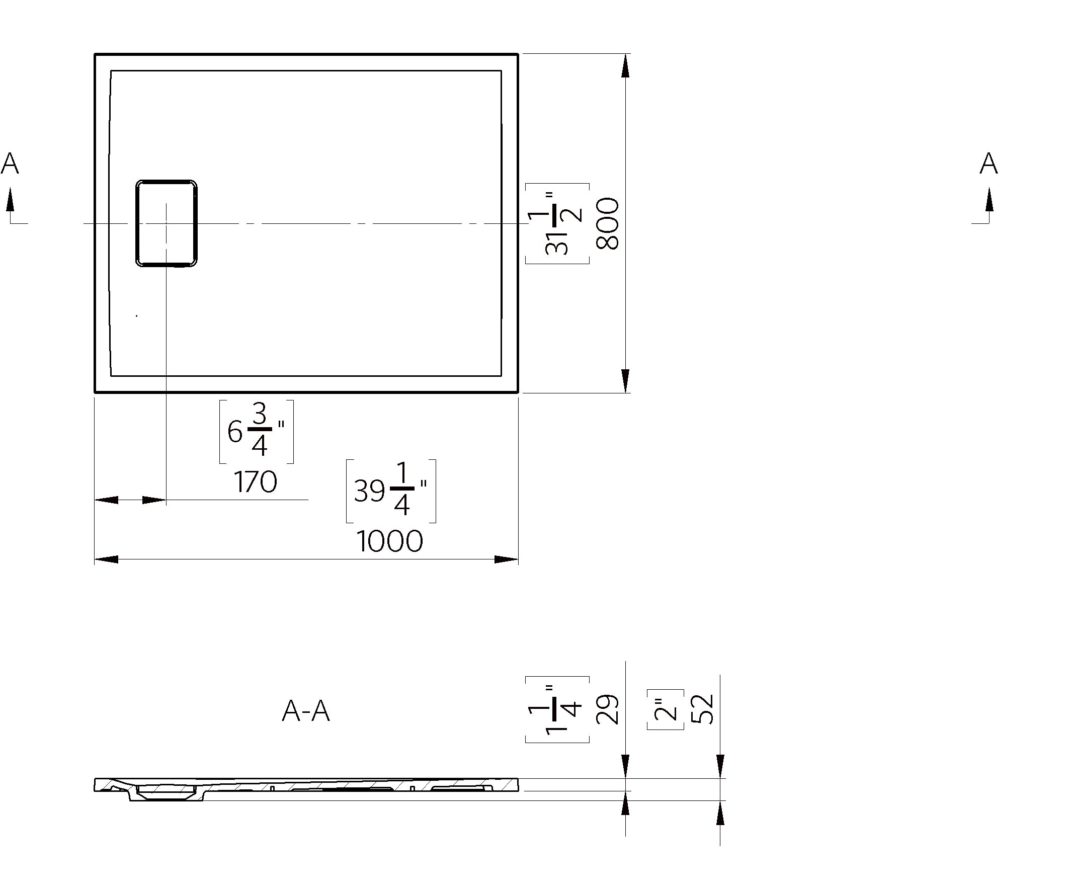 Meseta White Stone Resin Shower Tray 1000 x 800