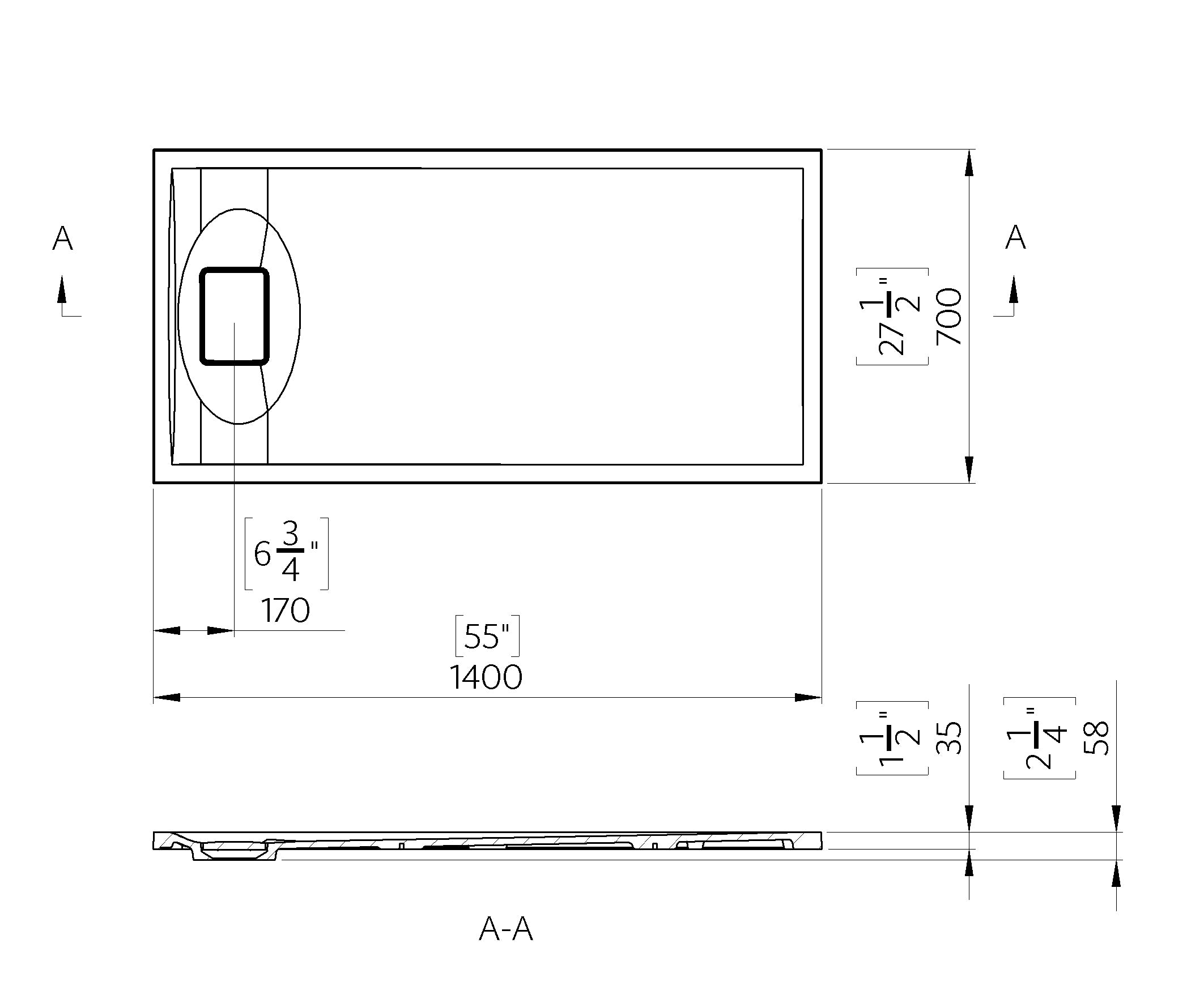Meseta White Stone Resin Shower Tray 1400 x 700