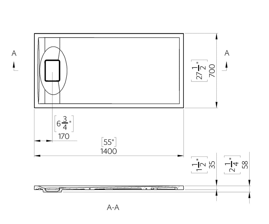 Meseta White Stone Resin Shower Tray 1400 x 700