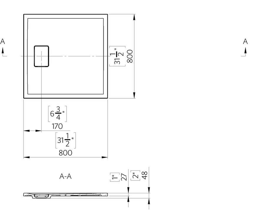Meseta White Stone Resin Shower Tray 800 x 800
