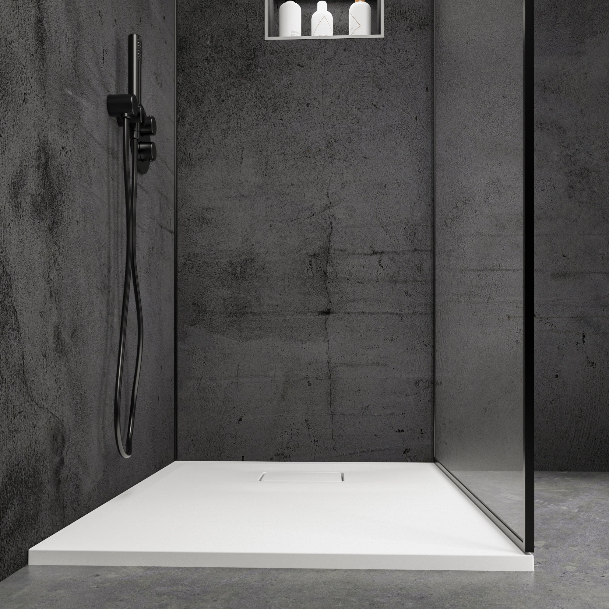 Meseta White Stone Resin Shower Tray 900 x 700 front view
