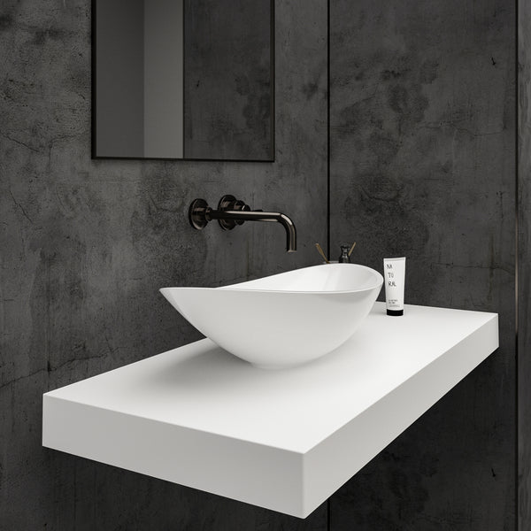 Ascenso Countertop Polished White Stone Basin 564