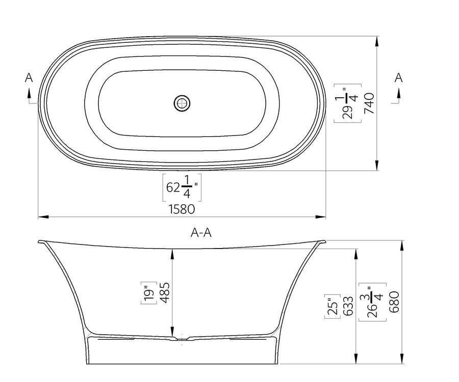 Granada Freestanding Oval Bath 1580