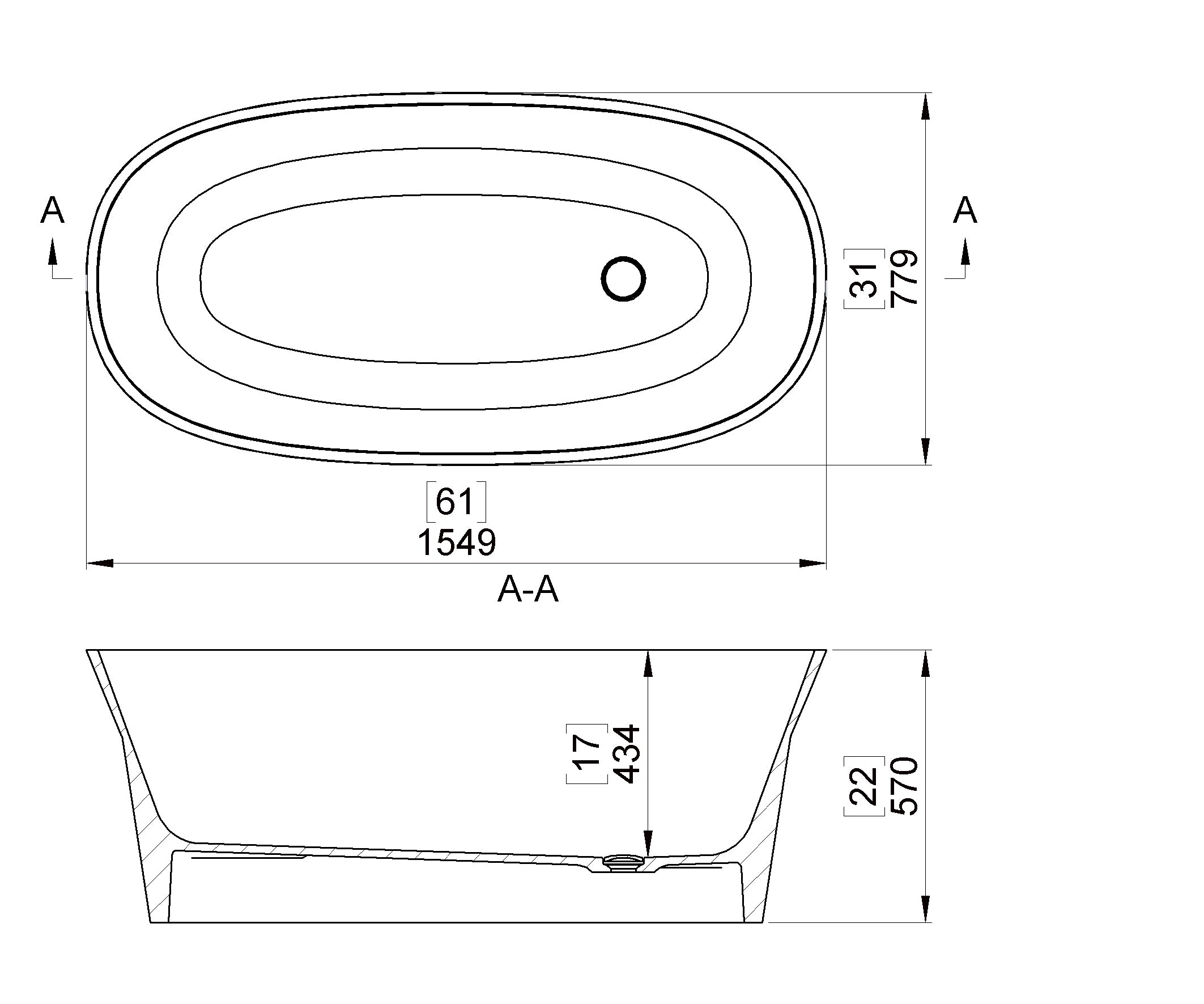 Artesa Freestanding Oval Stone Bath 1550