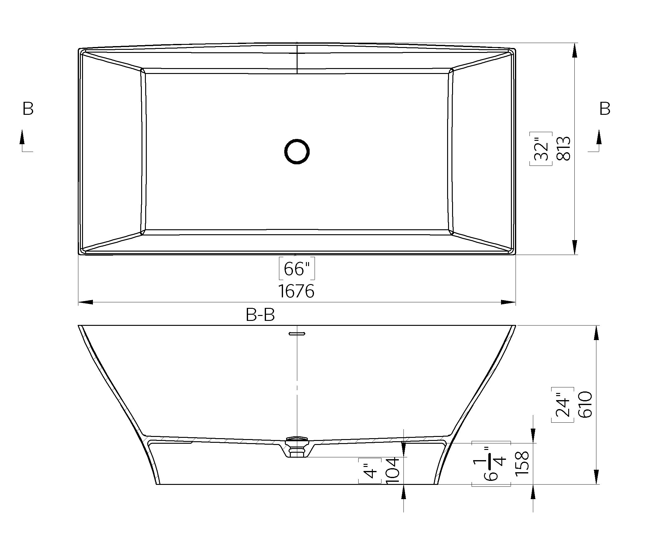 Cuadrato Freestanding Polished Black Stone Bath 1680