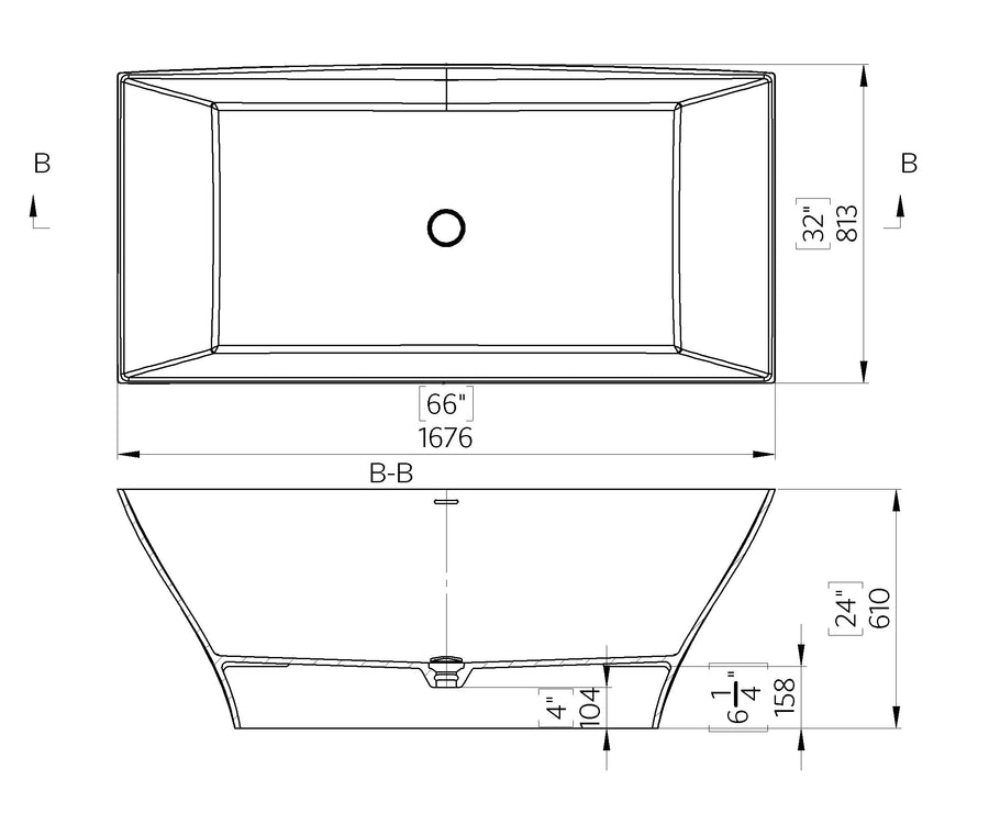 Cuadrato Freestanding Polished Black Stone Bath 1680