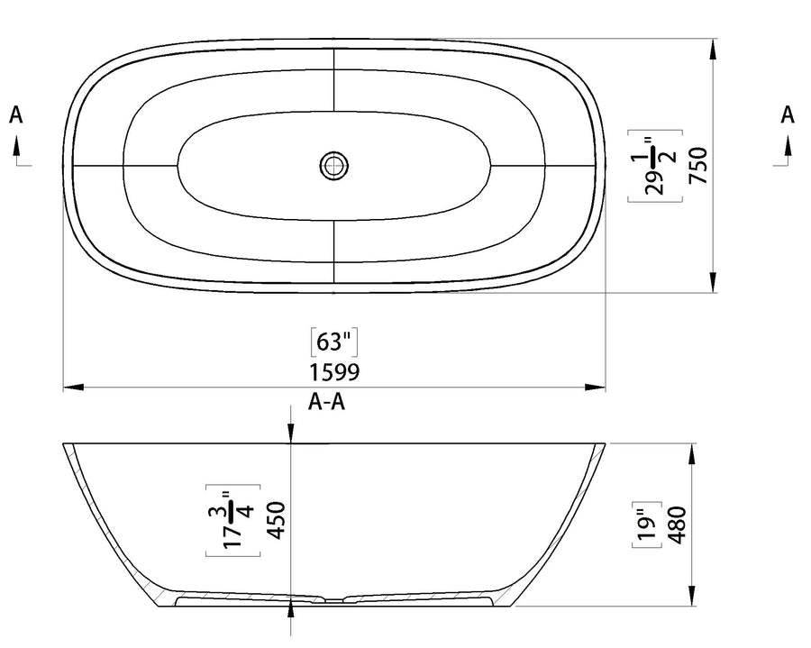 Lorca Freestanding Stone Bath 1600 (White)