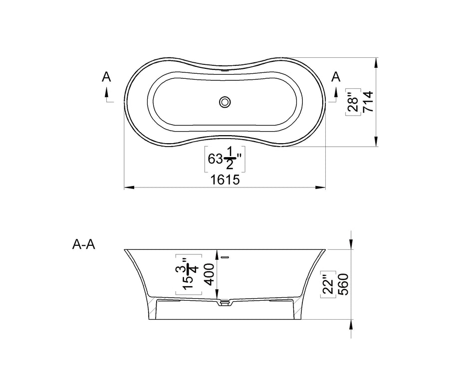 Pesa Freestanding Stone Bath 1600