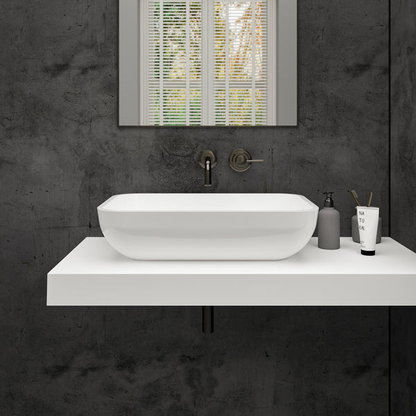 Eliptica Countertop White Stone Basin 600
