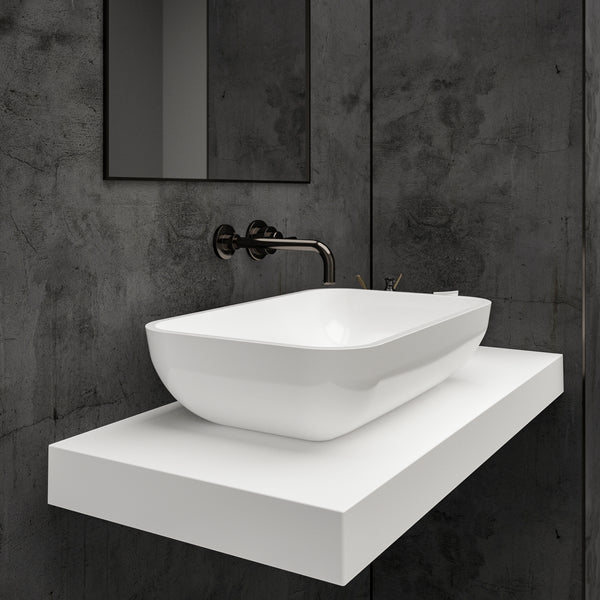 Eliptica Countertop White Stone Basin 600