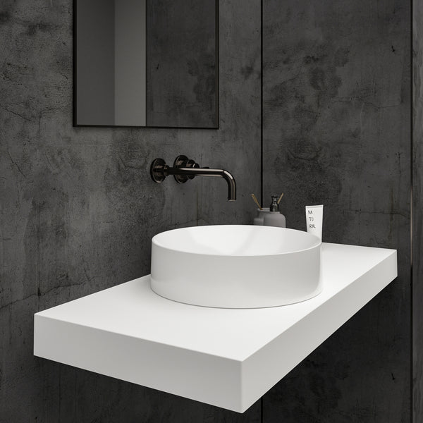 Cilindro Countertop White Stone Basin 400