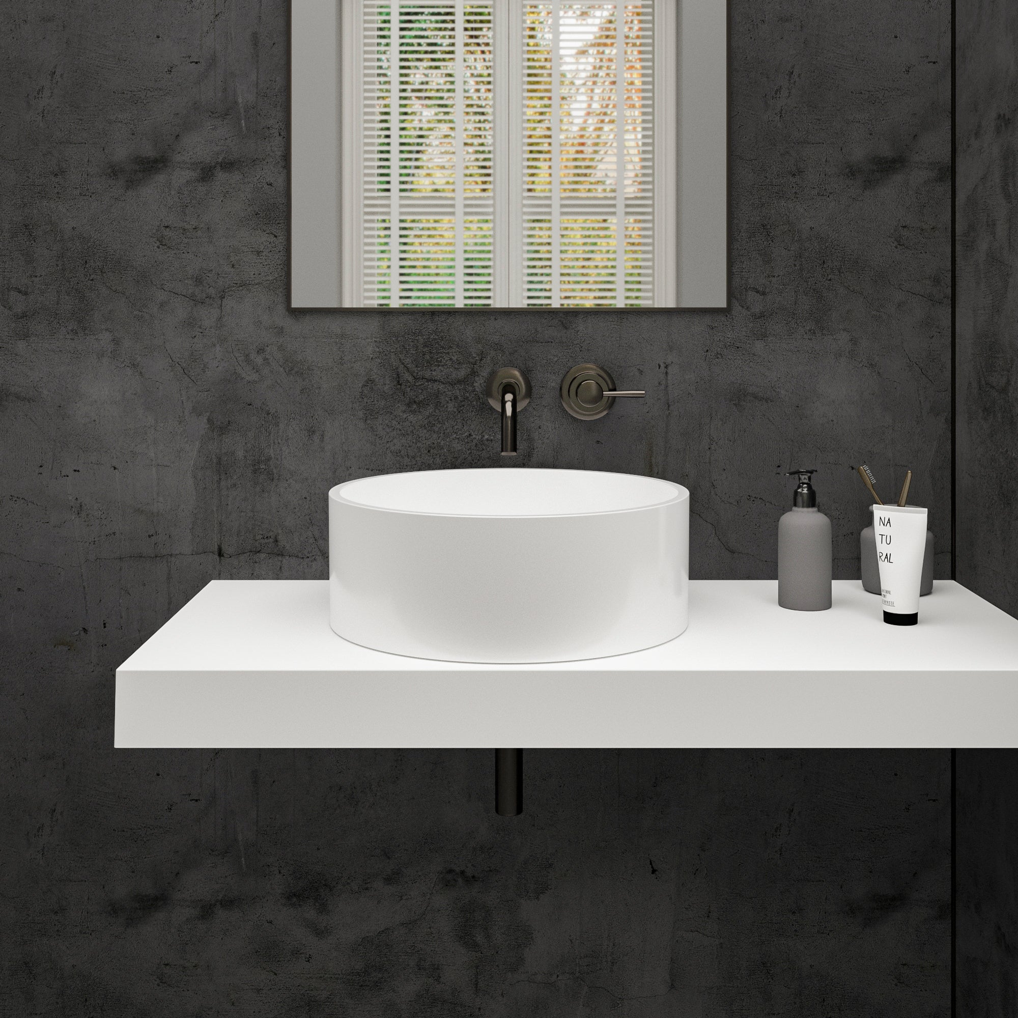 Vacio Countertop White Stone Basin 426