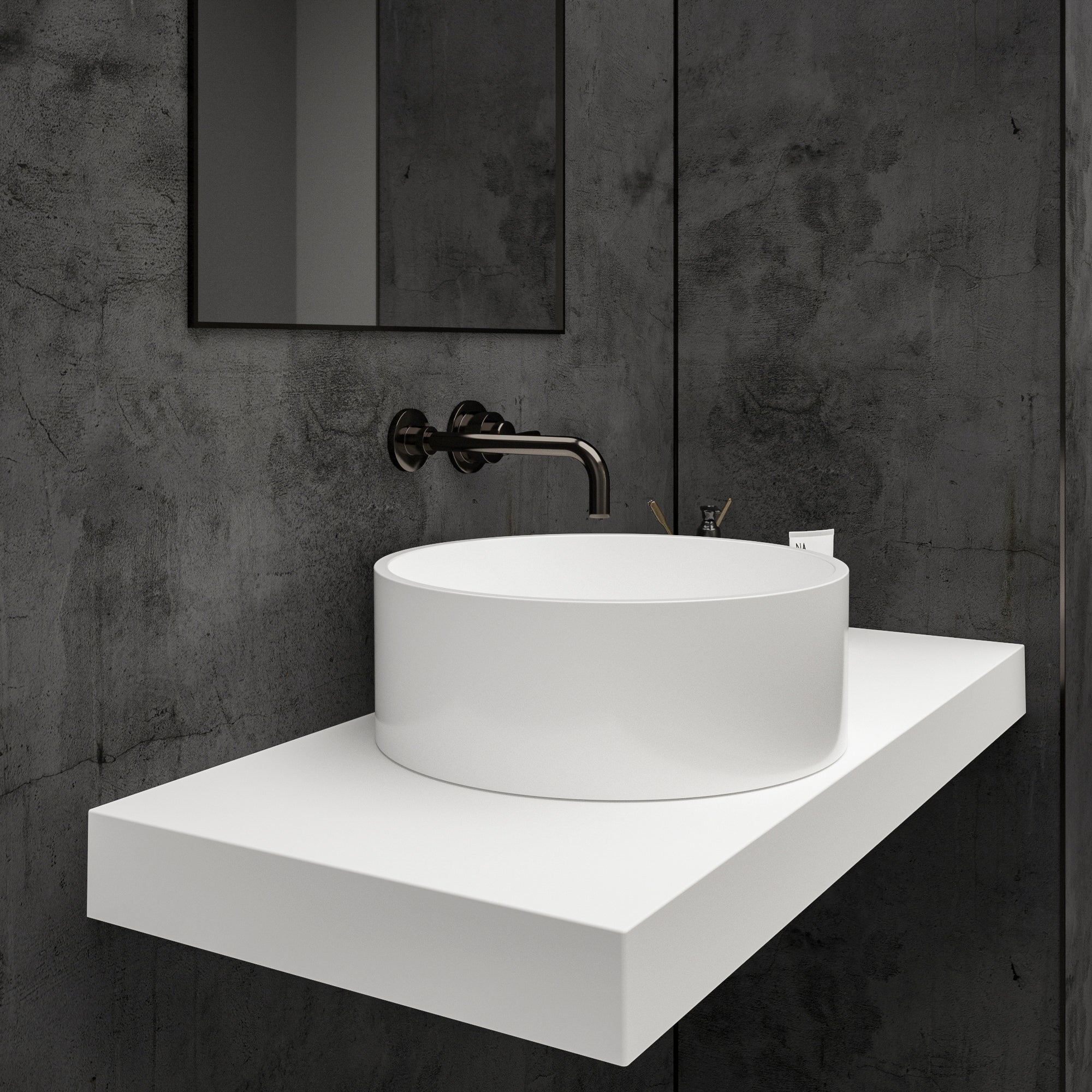 Vacio Countertop White Stone Basin 426 left hand side view