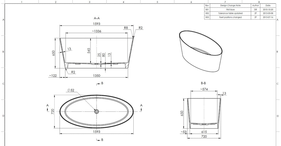 Opalo Freestanding Oval Stone Bath 1580