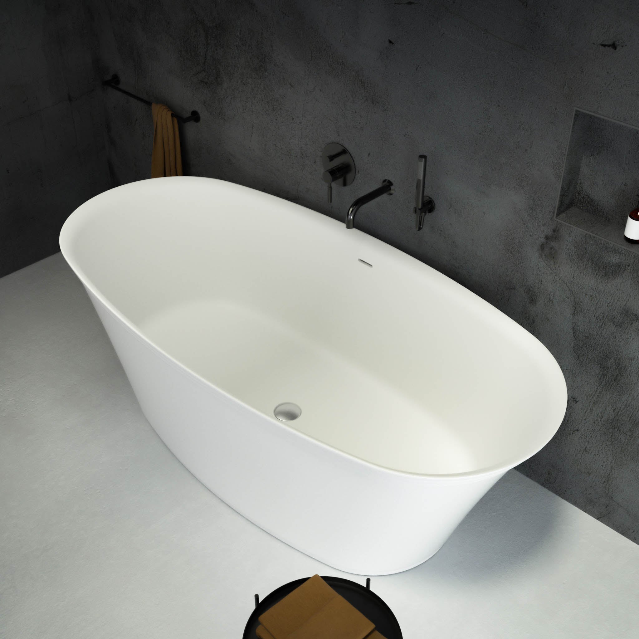 Cresta Freestanding Oval Stone Bath 1700 - top view