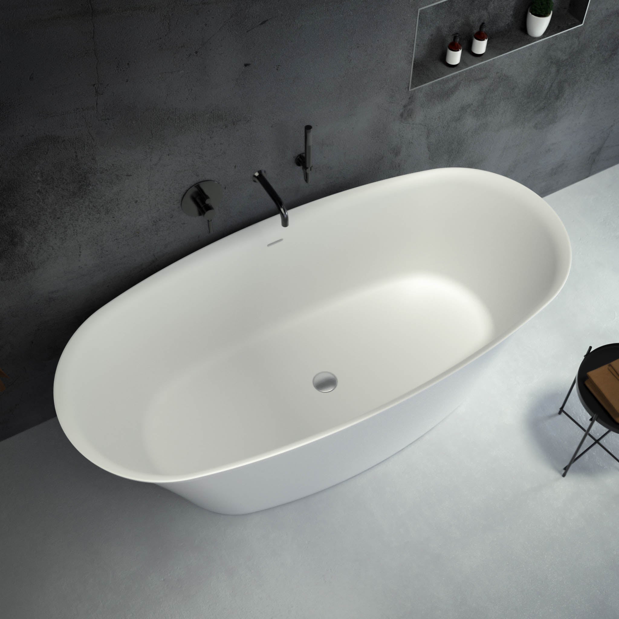 Cresta Freestanding Oval Stone Bath 1700 - top view
