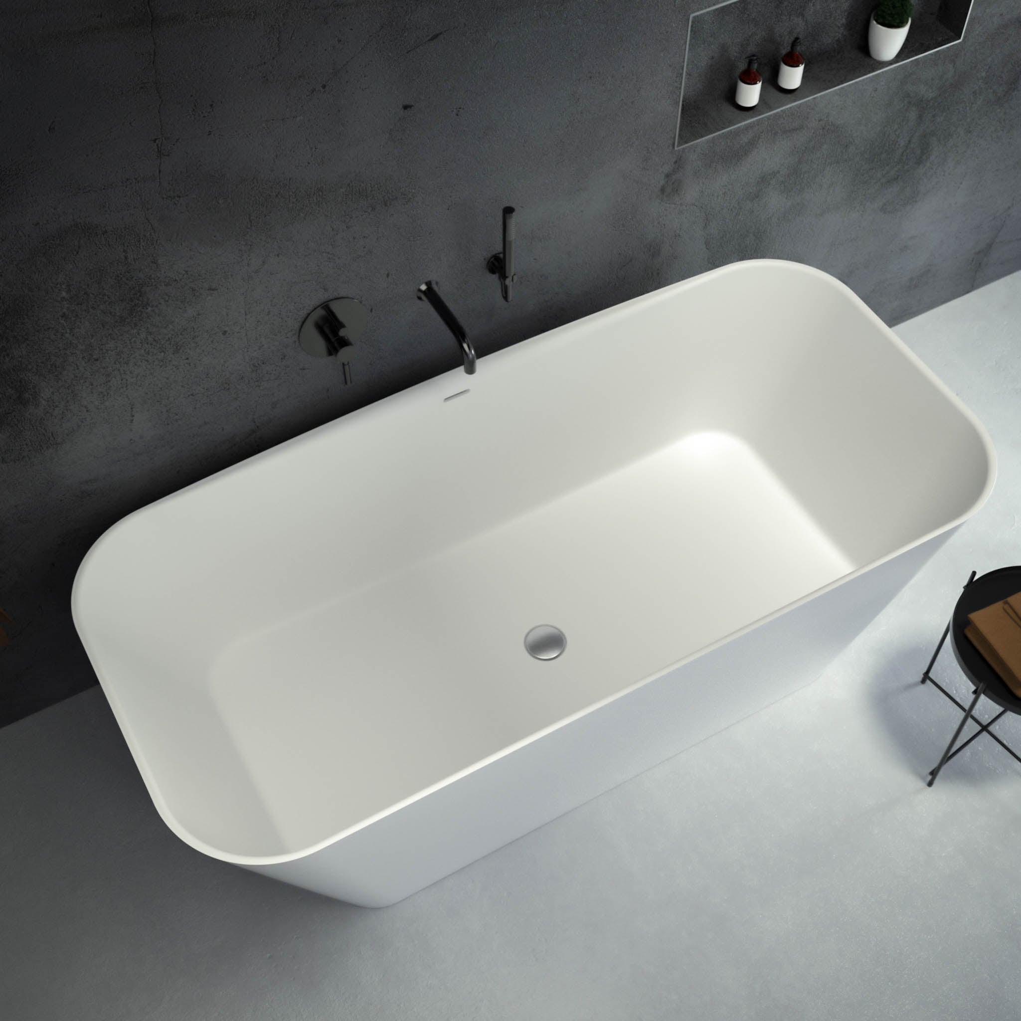 Iva Freestanding Stone Bath 1680 - top view 2