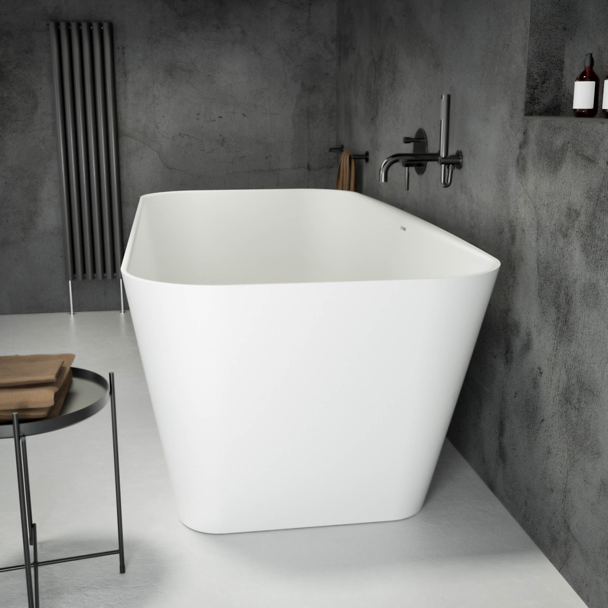 Iva Freestanding Stone Bath 1680 - side view