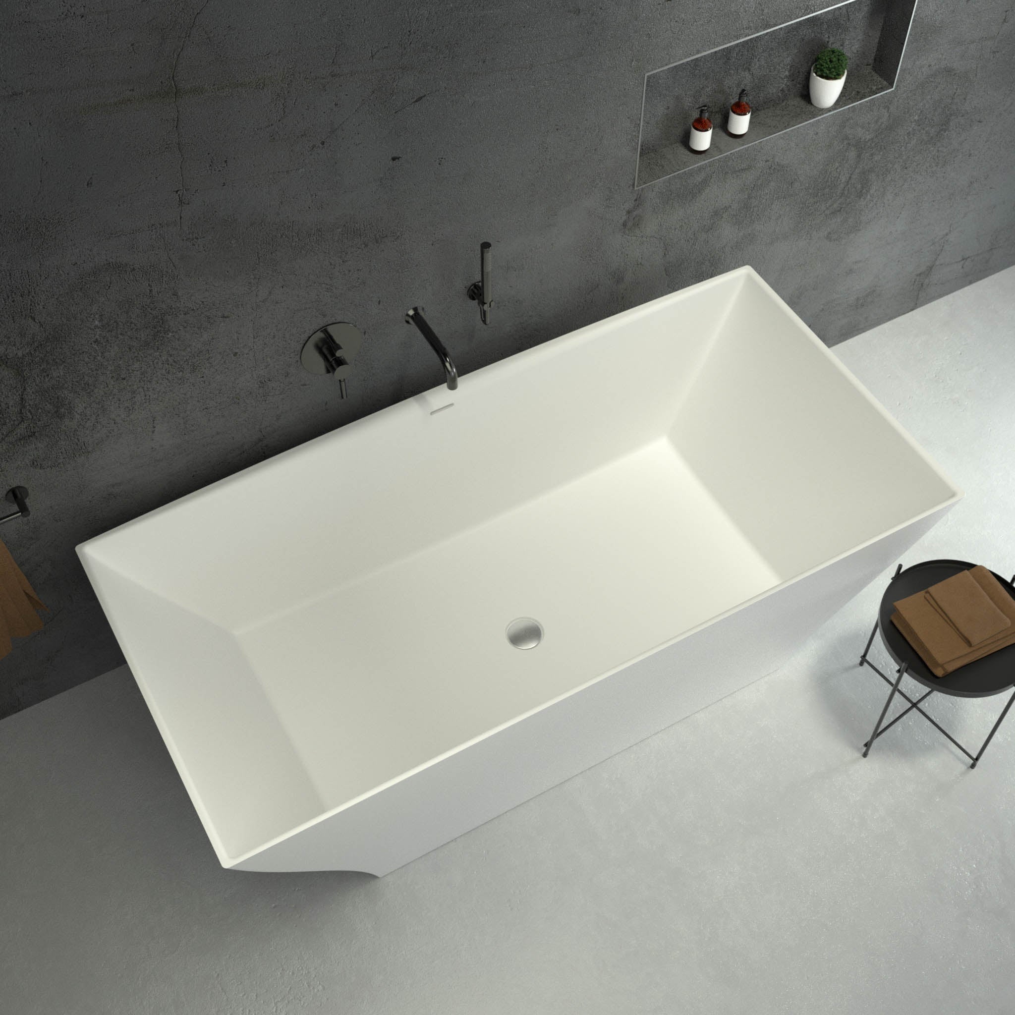 Cuadrato Freestanding Stone Bath 1680 - top view 2