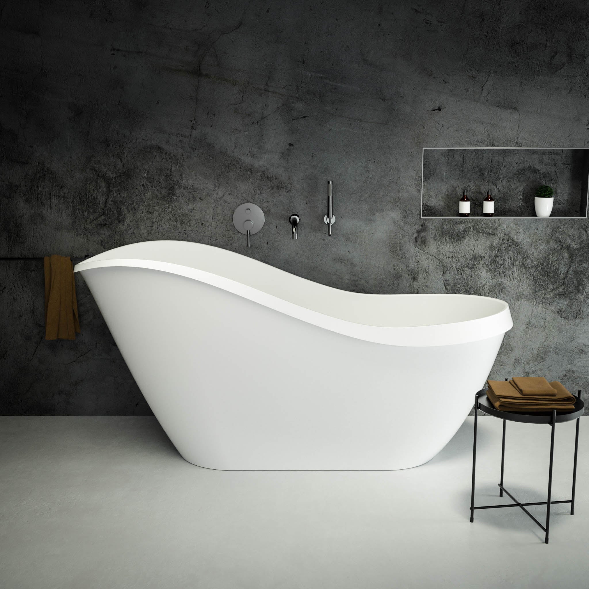 Alta Freestanding Slipper Bath 1700 White Hansel Stone